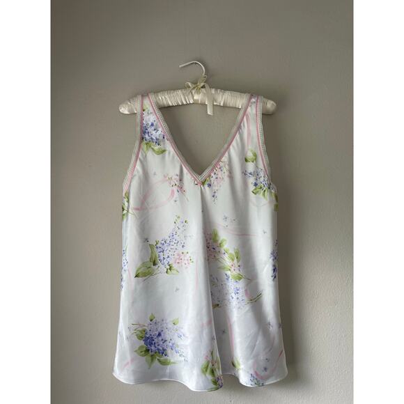 Oscar de la Renta Pink Label Floral Hydrangea Slip Pajama Top – Size Small - Picture 1 of 5